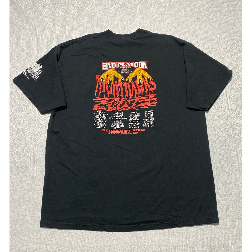Vintage 2002 Hanes Heavyweight Nighthawks 2nd Platoon Fort Sill OK T-Shirt XL